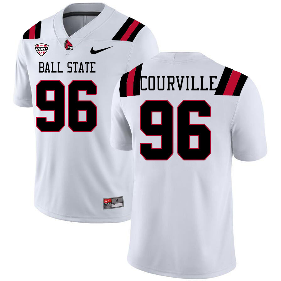 Jackson Courville Ball State Jersey,Ball State Cardinals #96 Jackson Courville Jersey Youth College-White